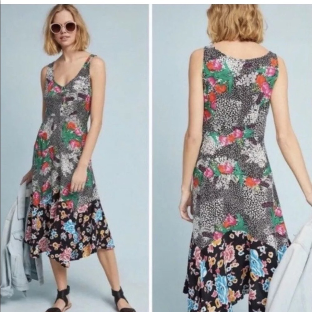 Anthropologie Maeve Violette Floral Midi Dress